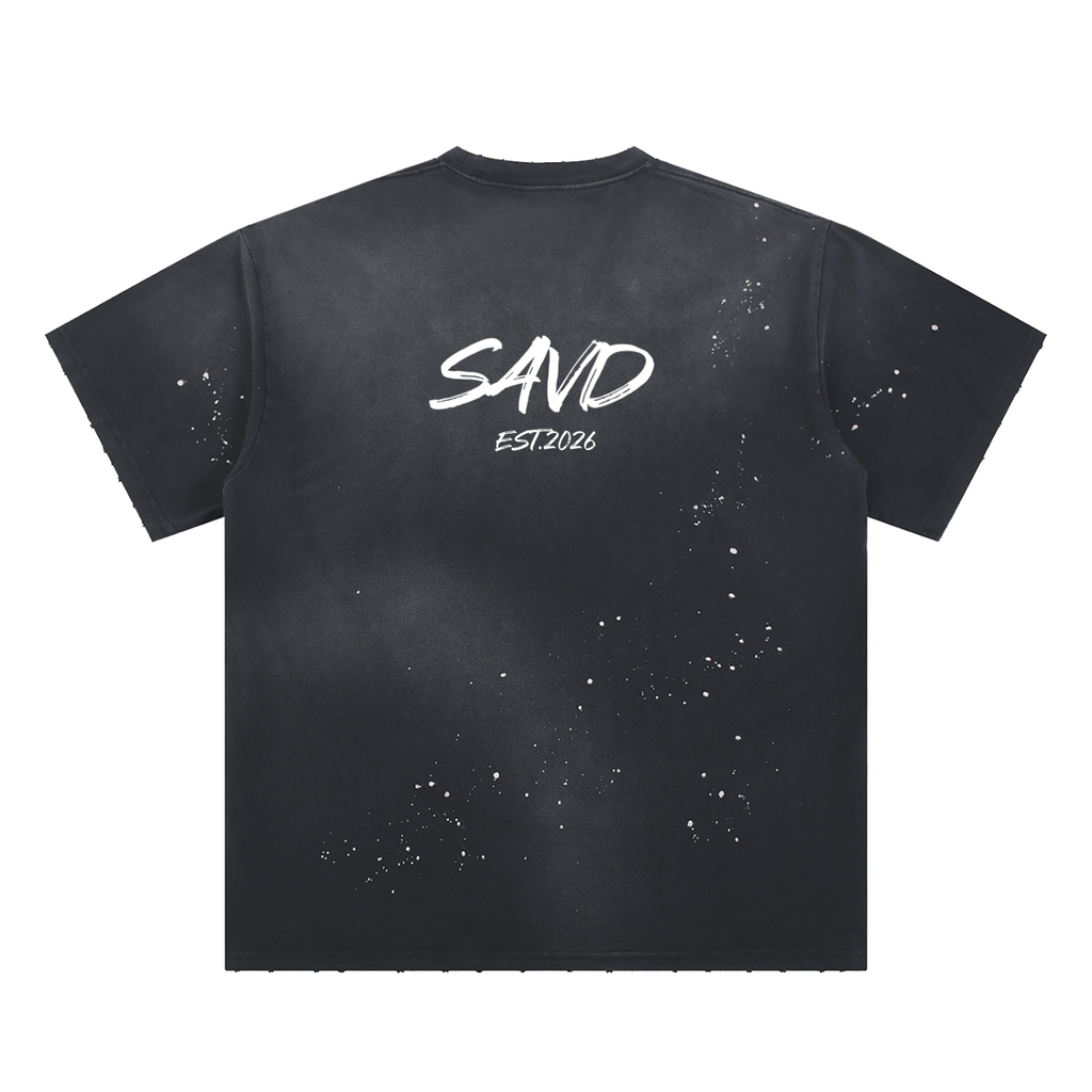 Hand-Frayed Sunfade Paint Splatter T-Shirt